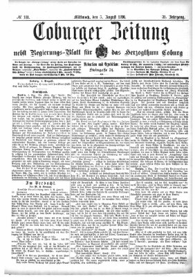 Coburger Zeitung Mittwoch 5. August 1891