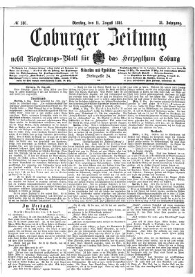 Coburger Zeitung Dienstag 11. August 1891