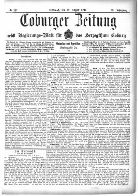 Coburger Zeitung Mittwoch 12. August 1891