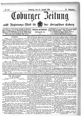 Coburger Zeitung Sonntag 16. August 1891