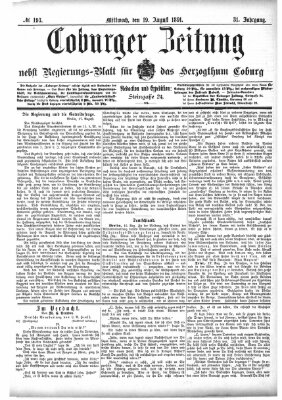 Coburger Zeitung Mittwoch 19. August 1891