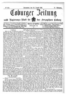 Coburger Zeitung Samstag 29. August 1891