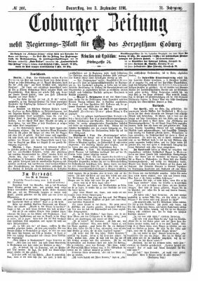 Coburger Zeitung Donnerstag 3. September 1891