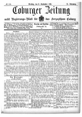 Coburger Zeitung Dienstag 8. September 1891