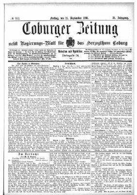 Coburger Zeitung Freitag 11. September 1891