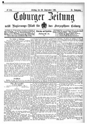 Coburger Zeitung Freitag 18. September 1891