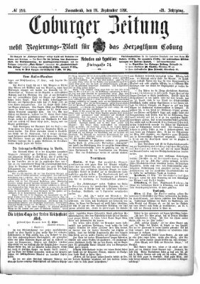 Coburger Zeitung Samstag 19. September 1891