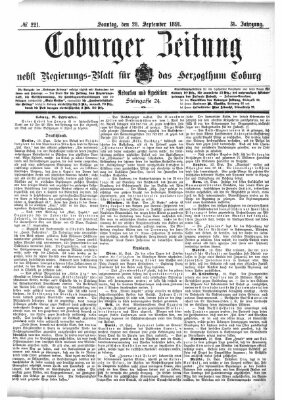 Coburger Zeitung Sonntag 20. September 1891