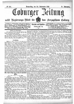 Coburger Zeitung Donnerstag 24. September 1891