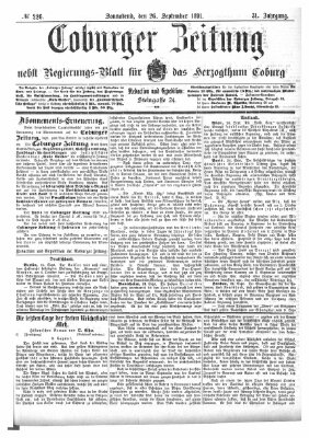 Coburger Zeitung Samstag 26. September 1891