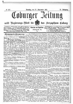 Coburger Zeitung Sonntag 27. September 1891