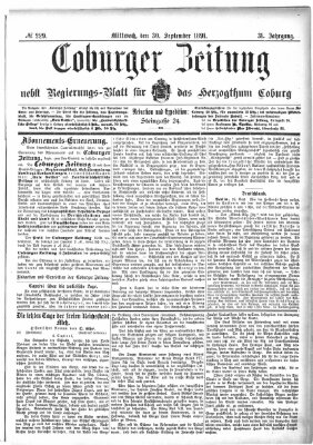 Coburger Zeitung Mittwoch 30. September 1891