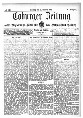 Coburger Zeitung Sonntag 4. Oktober 1891