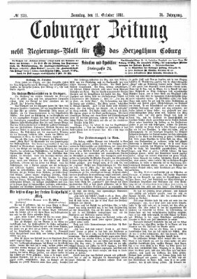 Coburger Zeitung Sonntag 11. Oktober 1891