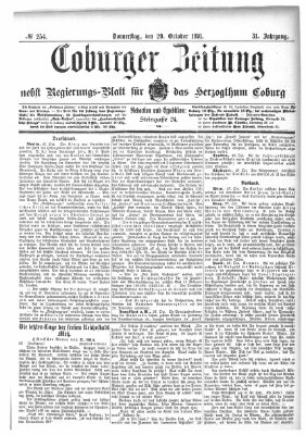 Coburger Zeitung Donnerstag 29. Oktober 1891