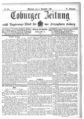 Coburger Zeitung Mittwoch 4. November 1891