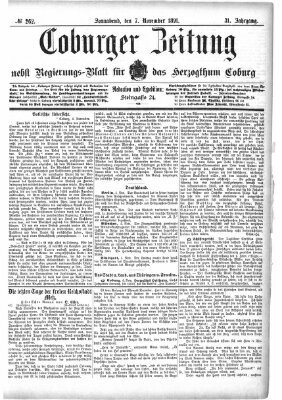 Coburger Zeitung Samstag 7. November 1891