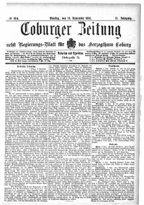 Coburger Zeitung Dienstag 10. November 1891