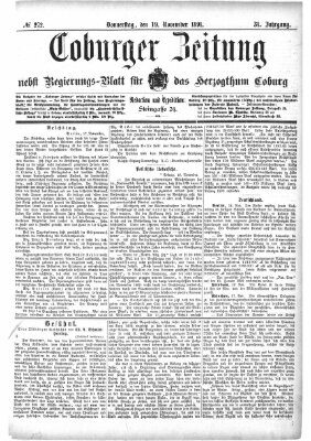 Coburger Zeitung Donnerstag 19. November 1891