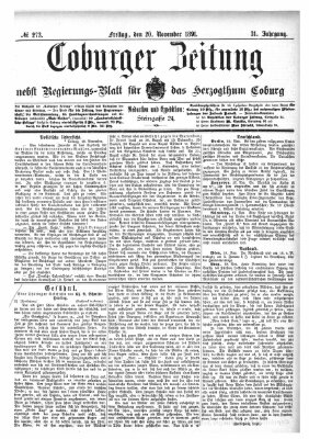 Coburger Zeitung Freitag 20. November 1891