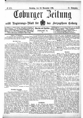 Coburger Zeitung Sonntag 22. November 1891