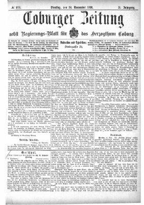 Coburger Zeitung Dienstag 24. November 1891