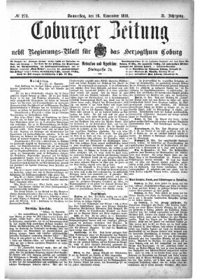 Coburger Zeitung Donnerstag 26. November 1891