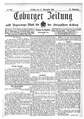 Coburger Zeitung Freitag 27. November 1891