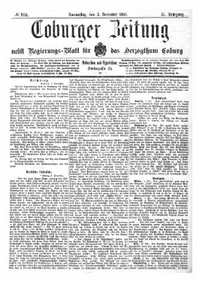 Coburger Zeitung Donnerstag 3. Dezember 1891