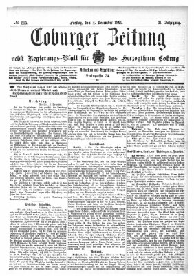 Coburger Zeitung Freitag 4. Dezember 1891