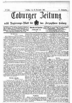 Coburger Zeitung Freitag 11. Dezember 1891