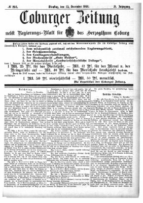 Coburger Zeitung Dienstag 15. Dezember 1891