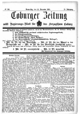 Coburger Zeitung Donnerstag 24. Dezember 1891