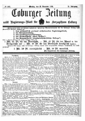 Coburger Zeitung Montag 28. Dezember 1891