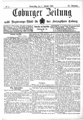 Coburger Zeitung Donnerstag 7. Januar 1892