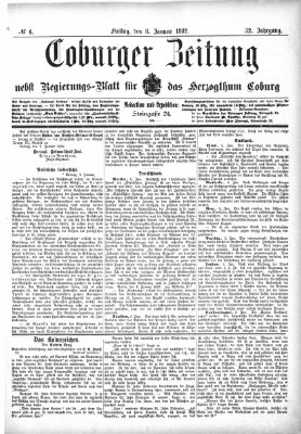 Coburger Zeitung Freitag 8. Januar 1892