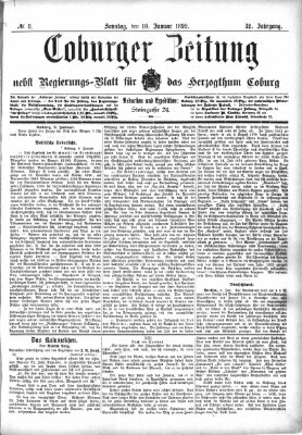 Coburger Zeitung Sonntag 10. Januar 1892