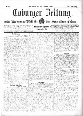 Coburger Zeitung Mittwoch 20. Januar 1892