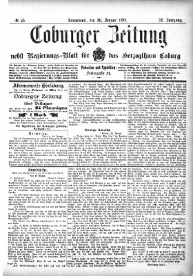 Coburger Zeitung Samstag 30. Januar 1892