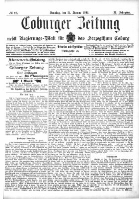 Coburger Zeitung Sonntag 31. Januar 1892