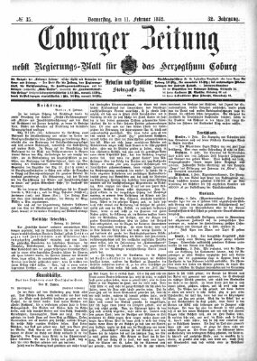 Coburger Zeitung Donnerstag 11. Februar 1892