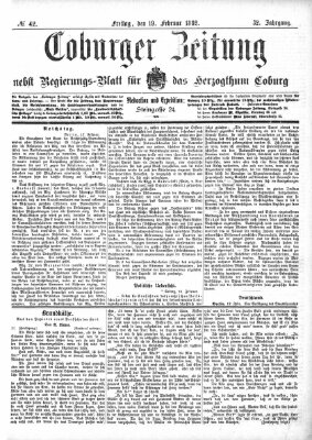 Coburger Zeitung Freitag 19. Februar 1892