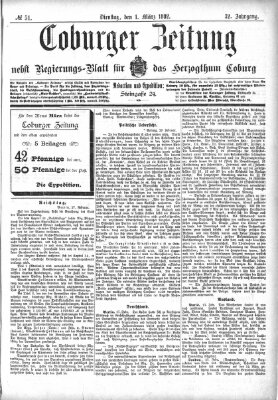 Coburger Zeitung Dienstag 1. März 1892