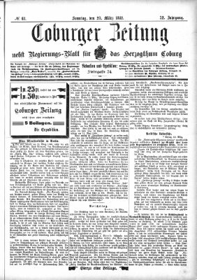 Coburger Zeitung Sonntag 20. März 1892