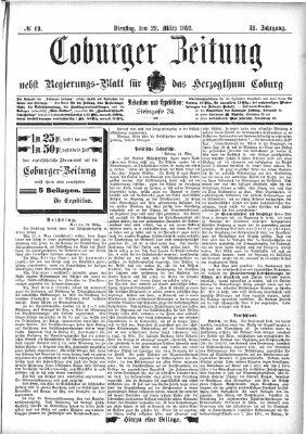 Coburger Zeitung Dienstag 22. März 1892