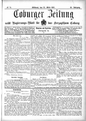 Coburger Zeitung Mittwoch 23. März 1892