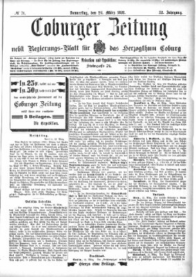 Coburger Zeitung Donnerstag 24. März 1892