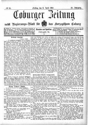 Coburger Zeitung Freitag 8. April 1892