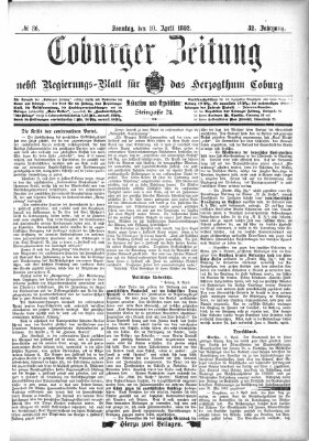 Coburger Zeitung Sonntag 10. April 1892