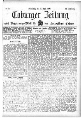 Coburger Zeitung Donnerstag 14. April 1892